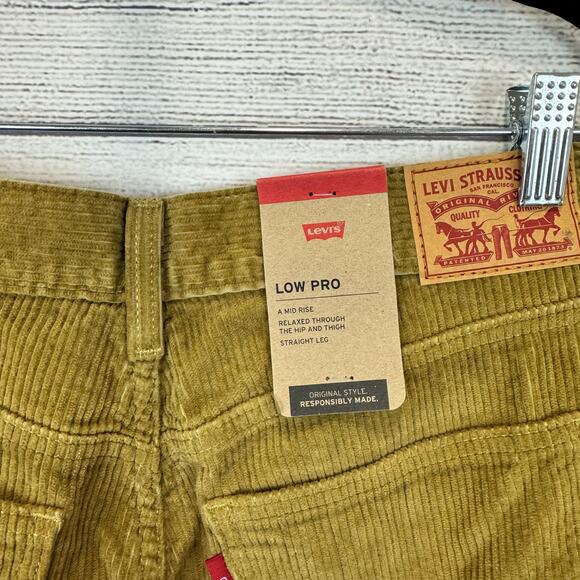 Levi's Women's Low Pro Tan Mid-Rise Corduroy Straight Leg Pants Size 30 - Picture 5 of 7